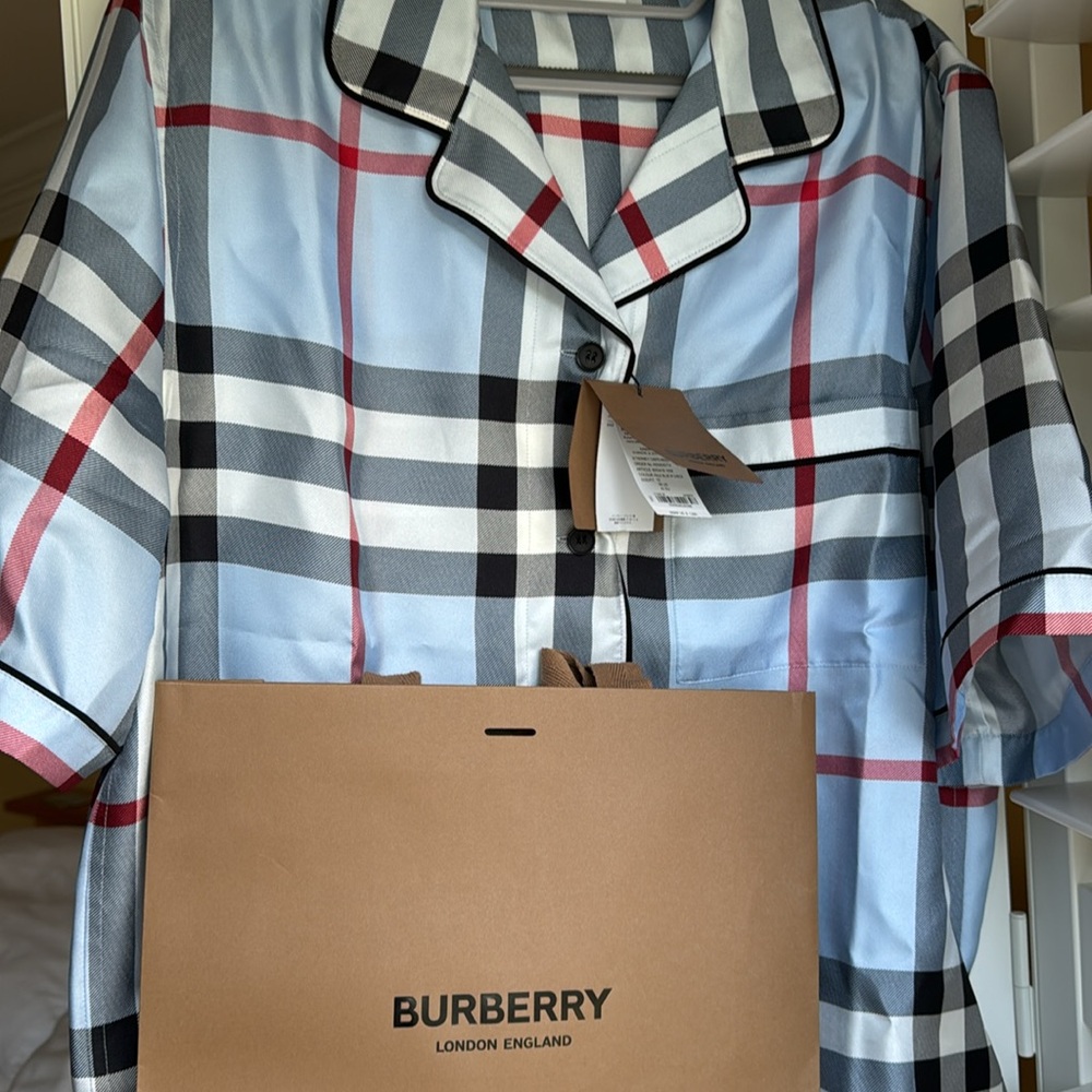 Authentic Burberry Silk Tierney Bowling Pajama Shirt